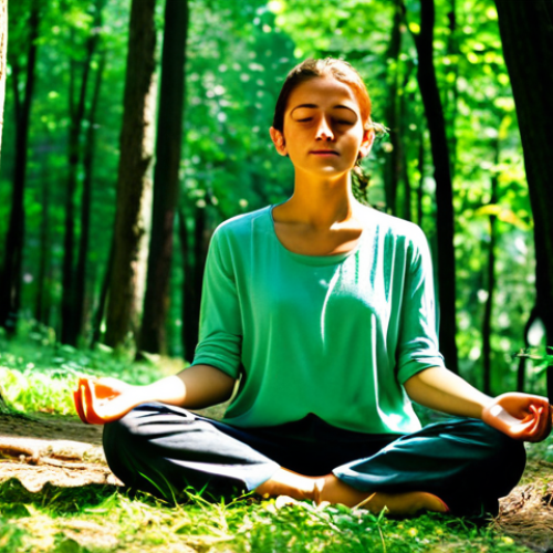 Nature Connection**

"A young woman, fully clothed in modest outdoor attire, meditating peacefully in a lush green forest in Turkey. Sunlight filters through the trees, illuminating her serene face. Perfect anatomy, correct proportions, natural pose, well-formed hands, proper finger count, natural body proportions. Safe for work, appropriate content, professional, family-friendly, high quality."

**